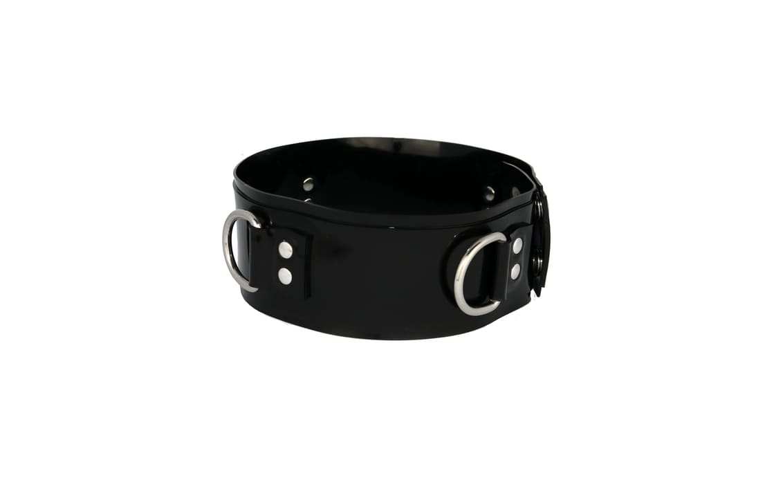 Latex Halsband d-chained mit stabilen edelstahlringen